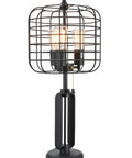 Wire Cage Metal Table Lamp With Sand Black Finish For A Vintage Industrial Vibe, Stands 26 Inches Tall, UL Listed For Indoor Dry Location