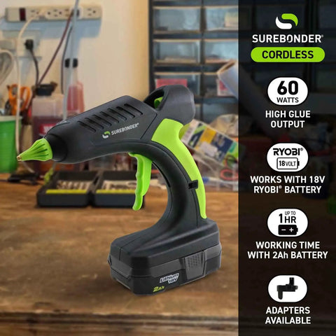 18V Cordless Hot Glue Gun With 60W Internal Heater Reaches 380 Degrees Fahrenheit In Minutes Battery Compatible With Ryobi 18V