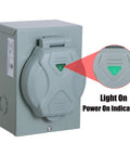 30 Amp Generator Power Inlet Box NEMA L5-30P For Outdoor Receptacle Weatherproof With Indicator Light ETL Listed Up To 3750W Running Watts At 125 Volt
