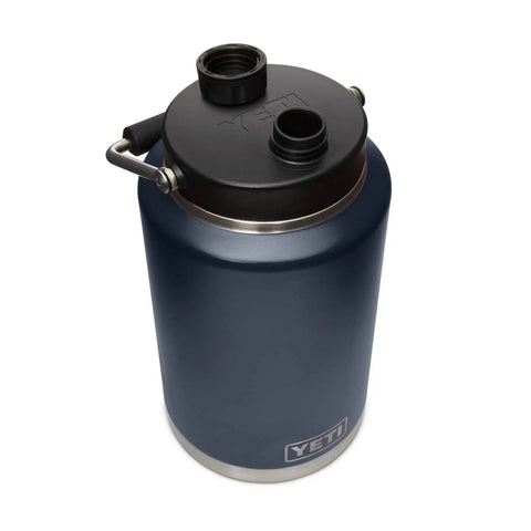 Navy Gallon Hydration Jug with Vacuum Insulated Stainless Steel and MagCap, shown from top angle with no sweat design.