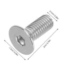 10 Piece Stainless Steel M8x60mm Full Thread Flat Head Screws With Hex Socket, Countersunk Machine Fasteners For Furniture And Doors