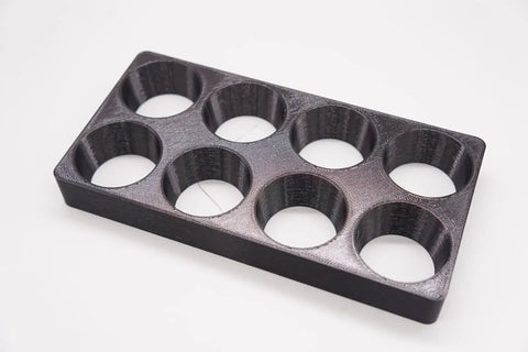 Black 3D printed composite Storage Organizer Rack Tray for ER40 Collet CNC Milling Chuck Holder Lathe with eight slots.