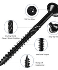 Heavy Duty Outdoor Deck Screws 14 By 2 And A Half Inch, 44 Pack, Black Epoxy Coated Rust Resistant Wood Screws With Torx Drive And T30 Bit