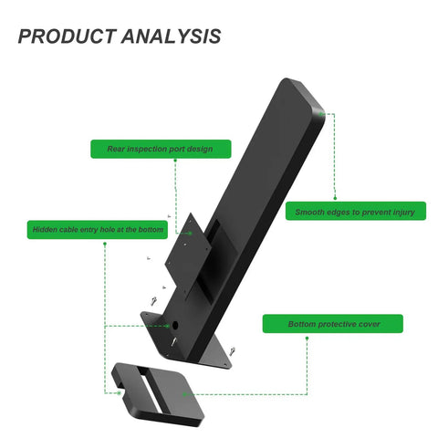Rock Solid Universal EV Charger Mounting Post With Heavy Duty Freestanding Pole Stand showing inspection port and cable entry.