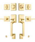 Double Front Door Handle Set With Satin Brass Exterior Lock Front Door Handle And Single Cylinder Deadbolt Heavy Duty Door Hardware Set