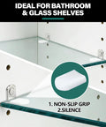 24 Pack Nickel Plated Shelf Pins And Pegs 5Mm With Anti Slip Caps Rock Solid Design For Kitchen Pantries Home Bookcases Medicine Cabinets Delivering Hella Smooth Organization Within A Durable Carrying Box installed on glass shelf.
