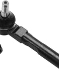 Front Tie Rods Kit For Chevy Silverado 1500 And GMC Sierra 1500 1999 2000 2001 2002 2003 2004 2005 2006 Replacement Includes Four Inner And Outer Tie Rod Ends And Two Boots For Your Ride, black steel tie rod close-up.