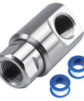 Heavy Duty 1/2 Inch NPT Stainless Steel Swivel Joint for Hose Reels, Leak Proof, High Pressure, 316 Stainless, Grease Fitting, Smooth Ball Bearing Rotation, angled view with seals
