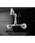 Old-School Vintage Wall Mount Kitchen Faucet Brushed Nickel With Solid Brass Construction, black backdrop view