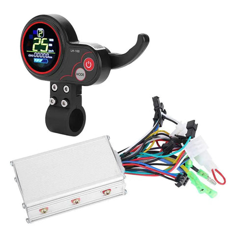 36V Brushless Motor Controller Using Sine Wave Technology And Clear LED Display for Electric Bikes, showing sleek display and wiring.
