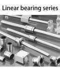 Linear bearing set with 10mm bore rods, end blocks and flanges; stainless steel, 4-pack