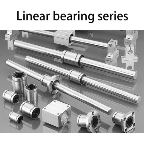 Linear bearing set with 10mm bore rods, end blocks and flanges; stainless steel, 4-pack