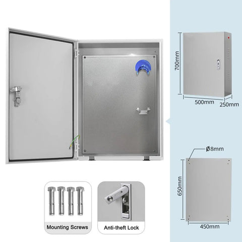 Rugged Outdoor EV Charger Enclosure Wall Mount Heavy Duty Steel Box Weatherproof All Season Protection with anti-theft lock.
