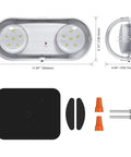 Heavy Duty Outdoor Emergency Light With Battery Backup And Hardwired Exterior Exit Fixtures showing LED lights, dimensions, and mounting hardware.