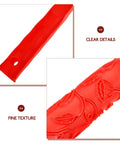 Close-up of the red rubber handle of the Professional Grade Slick Wood Grain Texture Paint Roller for DIY home makeovers.