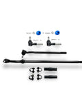 6 Piece Front Steering Kit With Inner And Outer Tie Rods Adjusting Sleeve Center Link Drag Links And Beefed-Up Suspension Kit For Ford Bronco 1980-1996 And F Series Trucks 1980-1997 Heavy Duty Upgrade, black steel parts on white background