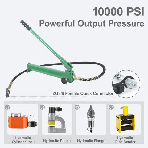 Heavy Duty 10000 Psi 10 Ton Hydraulic Hand Pump With Aluminum Frame Built Tough For Reliable Workhorse Performance Easy Grip Handles Quick Snap Coupler And Zero Hassle Pressure Control