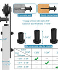 Sliding Barn Door Track Spacer 1-3/4 Inch Replacement Assemblies Connecting Kit Adjustable Carbon Steel Connectors with Lag Bolts shown against concrete and wood wall illustration.