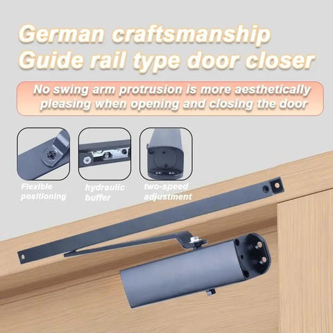 Heavy Duty Hydraulic Automatic Door Closer With Premium Slide Rail System visual, showing flexible positioning and hydraulic buffer