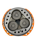 Heavy Duty 6 Axis Robot Reducer Joint Optimized For IRB6640 showing four gear assemblies in circular design with orange casing.