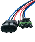 Heavy Duty 3 Way Male To Female Weather Pack Connector Kit With 12010717 And 12015793 Terminals For Auto Wiring Repairs Featuring Durable Copper Pins And 16 Awg Wires, close-up with 3-pin connectors