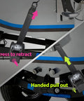 Beefy Retractable Transom Boat Tie Down Straps 2x43-Inch with 2500Lb Break Strength attached to trailer with auto retract feature