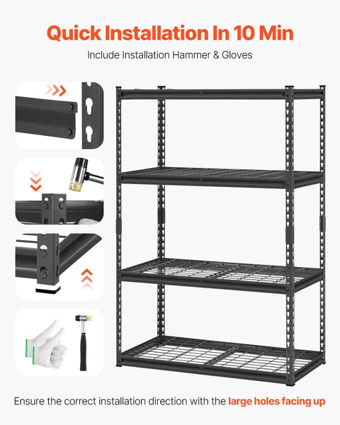 Badass Ultra Heavy Duty Four Tier Garage Storage Shelves With 2400 Lb Load Capacity Adjustable Steel Utility Racks For Basement Warehouse Home Workshop Super Durable Black Frame