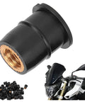50 Pack M6x0.8mm Rubber Well Nuts With Captive Brass Inserts For Motorcycle Windscreen And Atv Panel Mounting Vibration Dampening Fasteners close-up of a rubber well nut with brass insert.