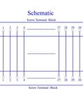 Schematic diagram of 30 Position 24A 400V Screw Terminal Block Distribution Module for DIN Rail Mount Heavy Duty Easy Hookup
