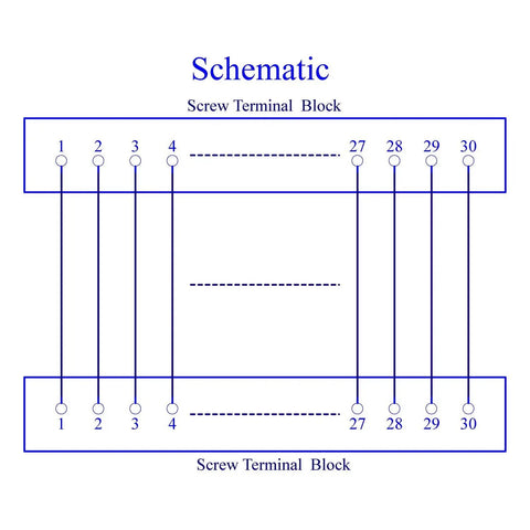Schematic diagram of 30 Position 24A 400V Screw Terminal Block Distribution Module for DIN Rail Mount Heavy Duty Easy Hookup