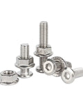 304 Stainless Steel M6 Flat Head Chamfered Socket Hex Bolts And Flange Nuts Hardware Kit, close-up view