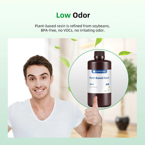 Plant Based White 3D Printer Resin For LCD Machines With Low Odor Soy Formula Dead Nuts Precise Details Fast Curing 405Nm Ultraviolet Blend Smooth Layers And No Stress Cleanup One Kilogram Batch