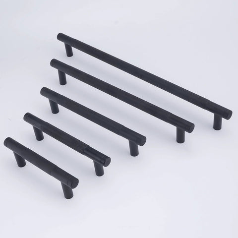 10 Pack 5 Inch Matte Black Kitchen Cabinet Handles Knurled Cabinet Pulls For Cabinets And Drawers Durable Metal Construction Center To Center 5 Inches Overall Length 6.2 Inches Projection 1.3 Inches Corrosion Resistant in various sizes