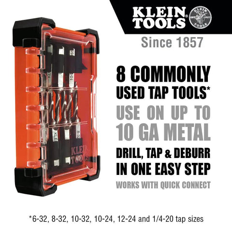8 Piece Drill Tap Tool Kit For Aluminum Brass Copper Plastic And Mild Steel, Tap Deburr And Drill In One Step case view