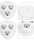 Heavy Duty 8 Piece Adhesive Universal Caster Wheels For Furniture And Bedside Tables Featuring Smooth As Butter Rolling Stainless Steel Swivel Casters with white plastic shell and ball bearings.
