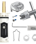 Cartridge Replacement Kit For 1222 One Handle Tub And Shower Valve With Removal Tool, metal handle adapter, retaining clip visible