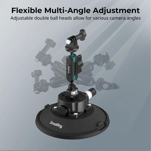 6 Inch Suction Cup Mount With Ball Head Magic Arm showcasing multi-angle adjustment for action cameras.