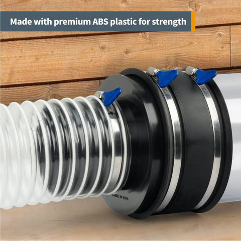Kickass Heavy Duty Dust Collection Reducer 6 Inch To 4 Inch Hose Adapter for Shop Vacs showing premium ABS construction.