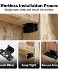 Effortless installation of Beefy Black Angle Furniture Corner Brackets 16 Pack For Cabinets Tables And Drawers using screw-on method.