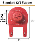 Top Shelf Bathroom Plumbing Upgrade Comes With A Nifty Silver Toilet Fill Valve Paired To Durable Standard Two Inch Flapper Repair Kit Set Up For No Sweat Install Plus Smooth Everyday Adjustments That Actually Stick - Standard 2 inch red flapper with sealing surface dimensions shown.