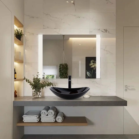 Tempered Glass Vessel Sink For Bathroom Oval Brown Above Counter Basin Dope Sleek Look With Faucet And Pop Up Drain Modern Vanity Countertop Bowl Durable Construction And Easy To Clean Finish