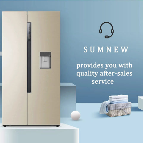 Modern refrigerator alongside laundry basket, highlighting quality service