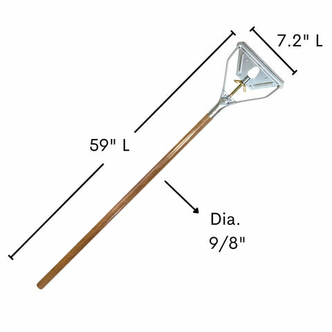 Industrial Grade 59 Inch Quick Change Mop Stick With Wooden Handle And Steelhead, Workhorse Heavy Duty, 1 Inch Head Compatible