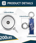 Heavy-Duty Double-Side Magnetic Fishing Kit With 2200 Lb Pull Power, 3.85 Inch Magnet Dimensions and Product Details