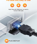 All In One OBD2 Scanner And Code Reader For Check Engine Light Fault Codes Quick Diagnosis On All OBD2 Cars 1996 And Newer With Wide Vehicle Compatibility And CAN Support plugging into OBD-II port.