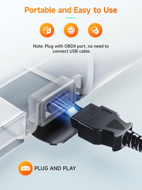 All In One OBD2 Scanner And Code Reader For Check Engine Light Fault Codes Quick Diagnosis On All OBD2 Cars 1996 And Newer With Wide Vehicle Compatibility And CAN Support plugging into OBD-II port.
