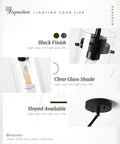Industrial Pendant Light Fixture With Clear Glass Shade, E26 base, black finish, rustic farmhouse vibe ceiling light parts.