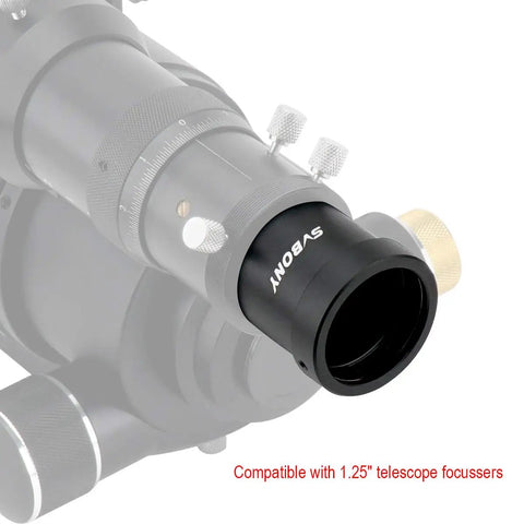 1.25 Inch Telescope Extension Tube Adapter with 34mm Optical Length attached to telescope focuser