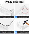 Waterproof Electrical Junction Box With 10 Reserved Holes, Tough ABS Enclosure, IP65 Dustproof And Weather Resistant, Product Details