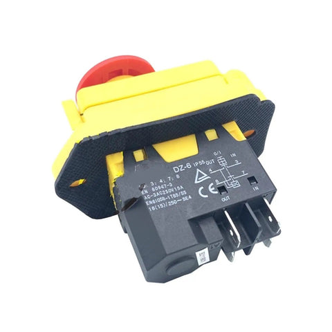 High Quality DZ-6E 4Pin And 5Pin Emergency Stop Electromagnetic Switches For Industrial Control Panels shown from the side.